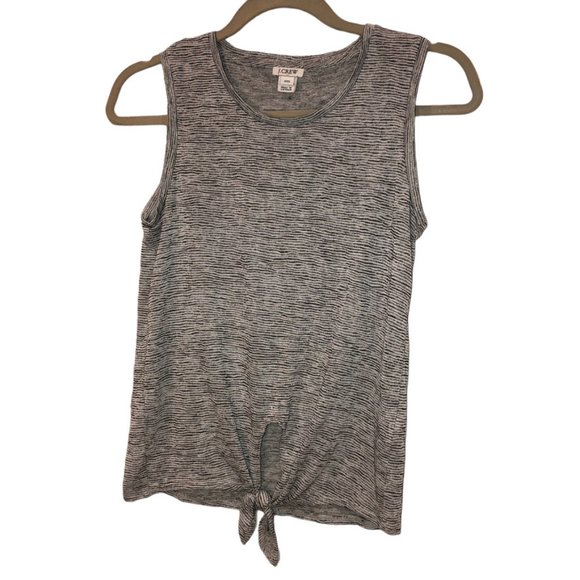 J. Crew Tops - j. crew gray knit weave striped tie front muscle t shirt top XXS